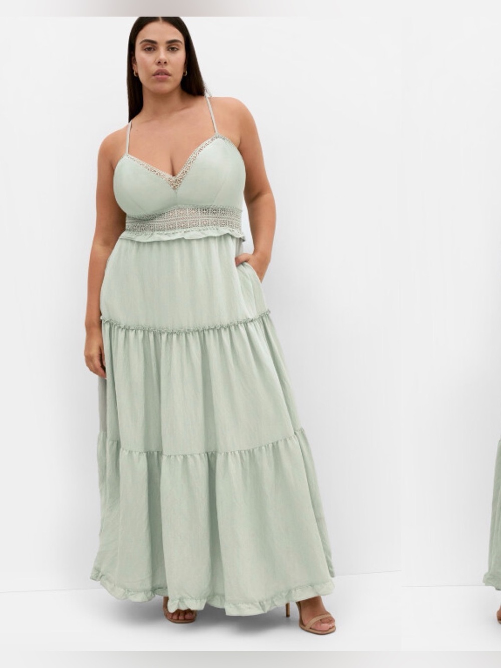 Crochet Aura Maxi Dress Light Sage
